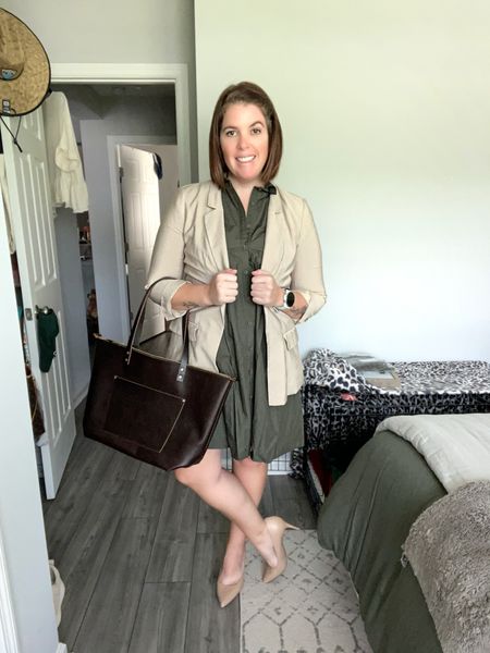 Workwear Week - Day 4! 

Have a big meeting and want to dress up this Amazon dress?! Add a neutral blazer and heels to the dress and you are now ready to take on that meeting! The dress runs TTS (I’m in a large for the bust), comes in several color options and is only $35.99! 

#LTKstyletip #LTKworkwear #LTKshoecrush