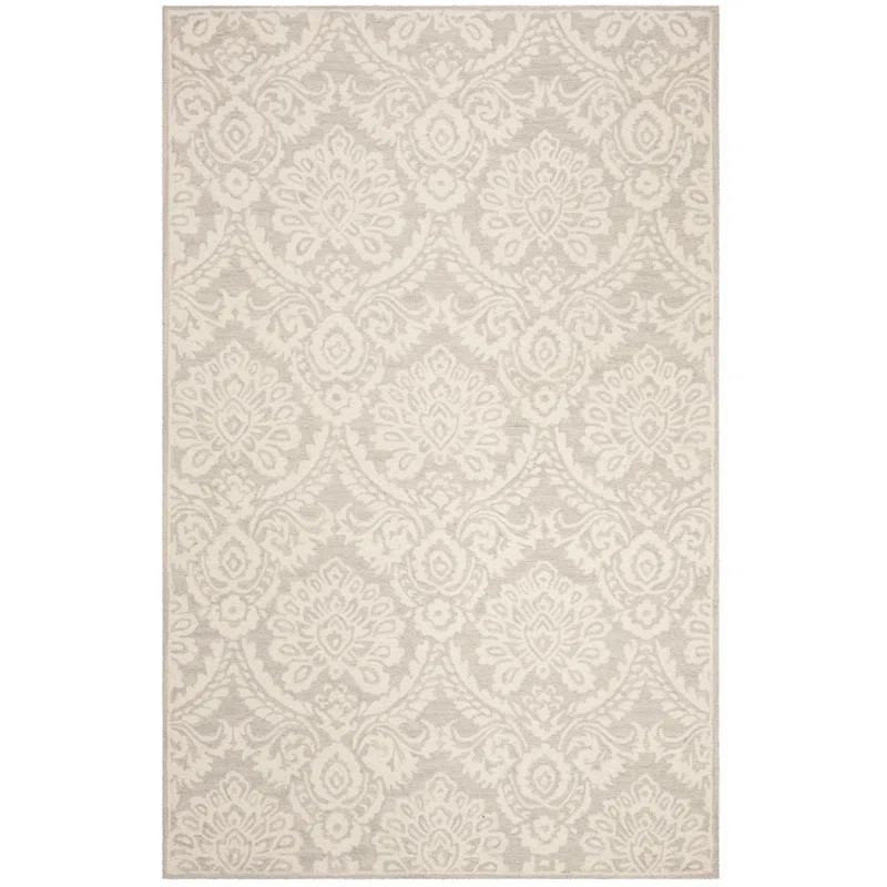 Amaris Damask Handmade Tufted Wool Ivory Area Rug | Wayfair North America