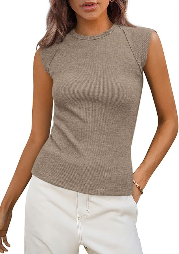 PRETTYGARDEN Women's Ribbed Tank Tops 2026 Summer Cap Sleeve Slim Fitted Knit Basic Casual Tee Sh... | Amazon (US)