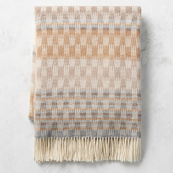 Checkered Stripe Jacquard Wool Throw | Williams-Sonoma