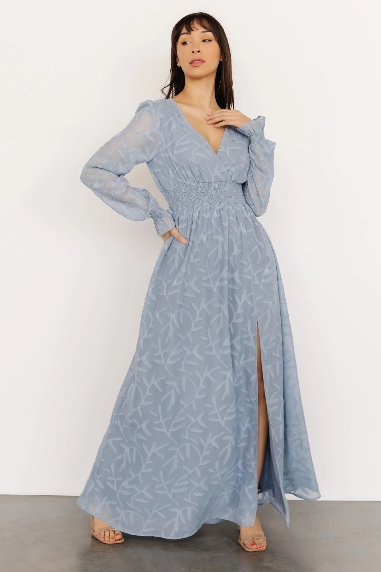 Bridget Textured Maxi Dress | Light Blue | Baltic Born
