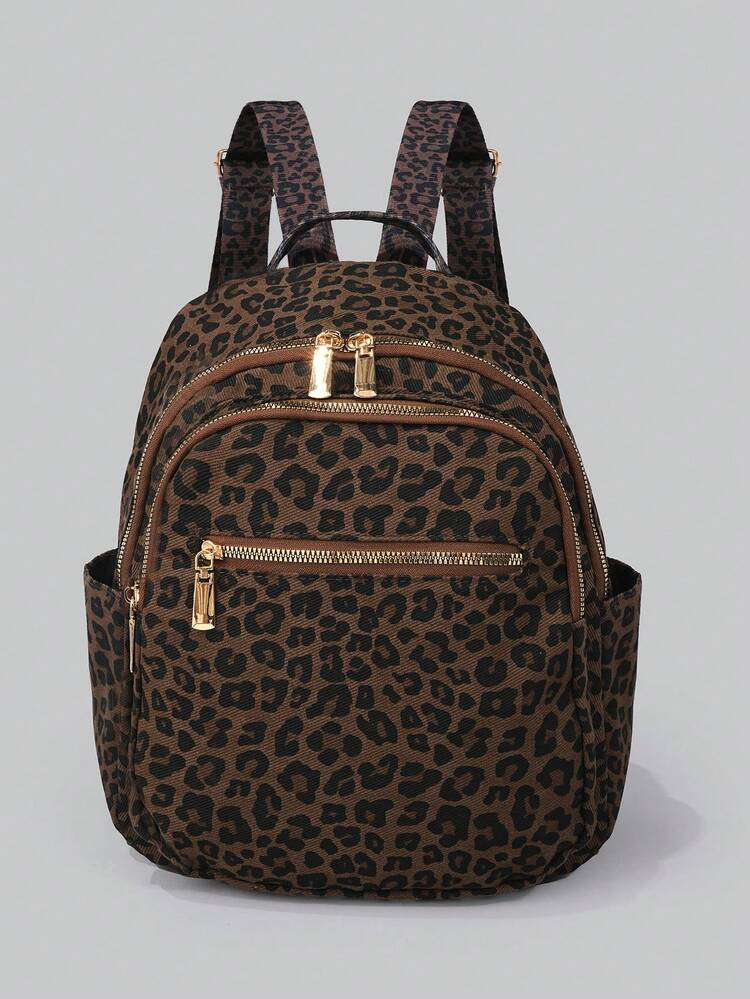 DareSee Women's Vintage Leopard Print Backpack, Perfectly Matching With Backpack Accessories, Back To School Essentials, Preppy Backpack For School, Fall Winter Fashionable Cheetah Print Purse For Women Gifts | SHEIN