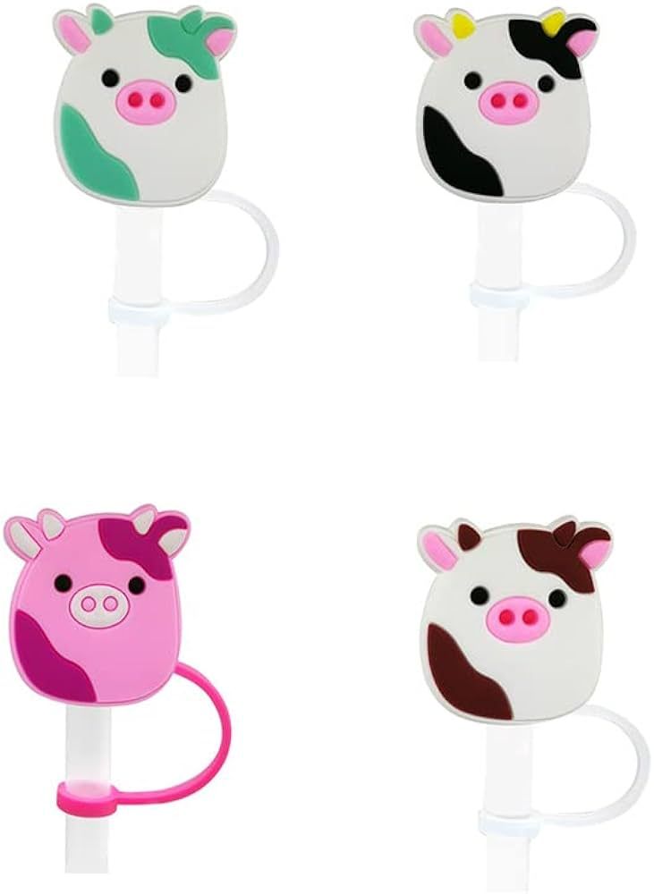 SQUISHMALLOW cute Pigs Straw Tips Covers,Food Grade Reusable Silicone Straw Tip,funny Straw Cover... | Amazon (US)