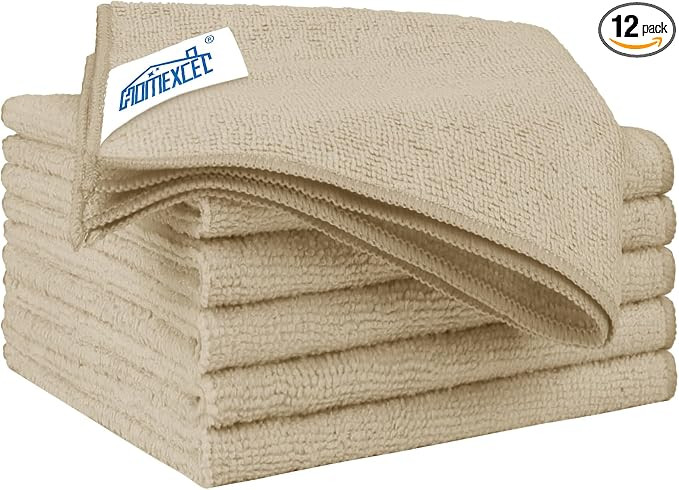HOMEXCEL Brown Microfiber Cleaning Cloth 12 Pack, 12.5 x 12.5 inch Microfiber Towels for Cars, Ul... | Amazon (US)