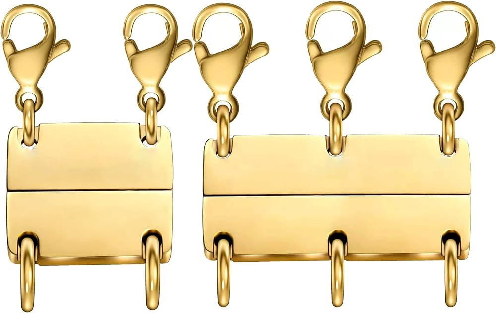 Layering Necklace Clasp,18 K Gold and Silver Separator for Stackable Necklaces | Amazon (US)