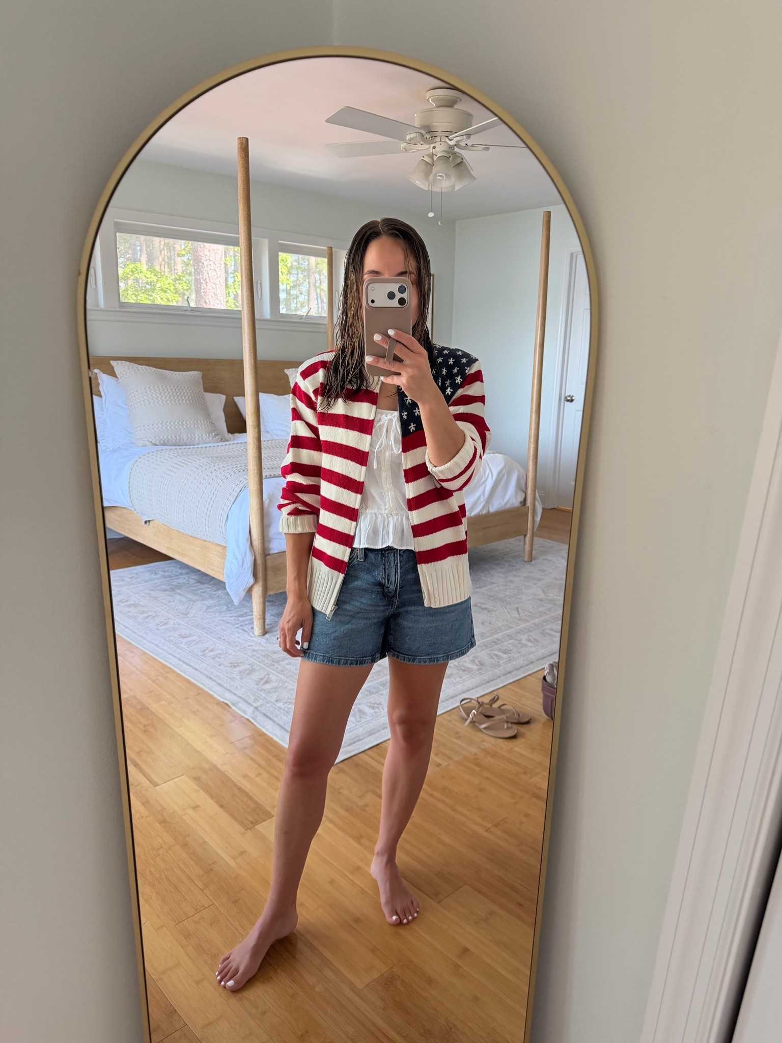 Kicking off 4th of July weekend with denim shorts and this sweater I’ll probably only be wearing indoors 😅😅 about to make some macaroni salad for tomorrow! 

Shorts: 1 - sized up, very comfortable, roomy and no ride up 👏 

Top and sweater are sold out but since k previously shared them figured I would show you how I’ve been wearing them!

#LTKPetite
