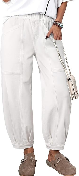 Sidefeel Barrel Jeans for Women Trendy Wide Leg High Waisted Cropped Baggy Relax Fit Stretch Pock... | Amazon (US)