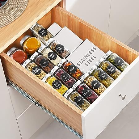 KES Spice Drawer Organizer, 10 1/4" W Stainless Steel Spice Rack Organizer for Cabinet Drawer wit... | Amazon (US)