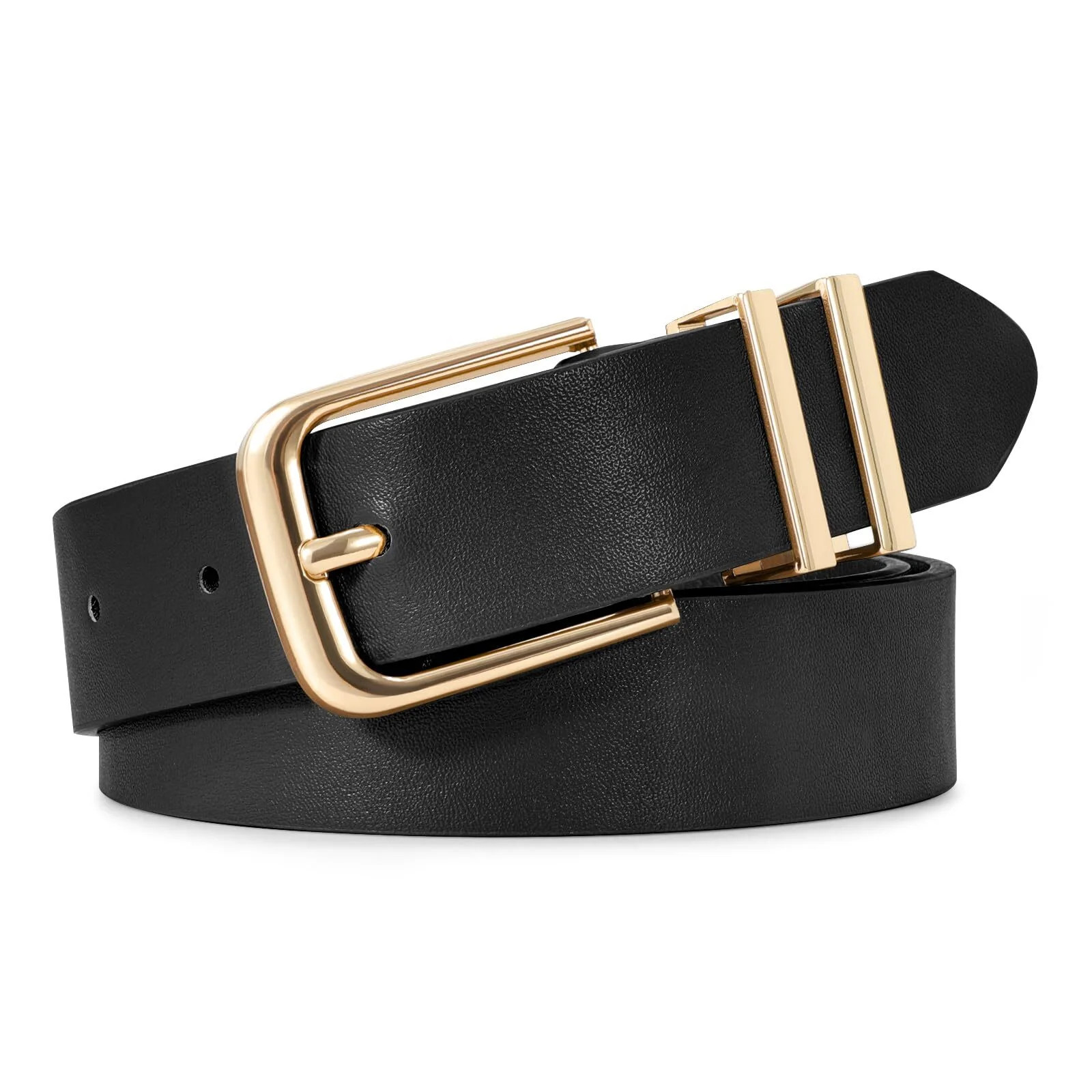 WHIPPY Women's Leather Belts for Jeans Dress Ladies Black Waist Belt | Walmart (US)