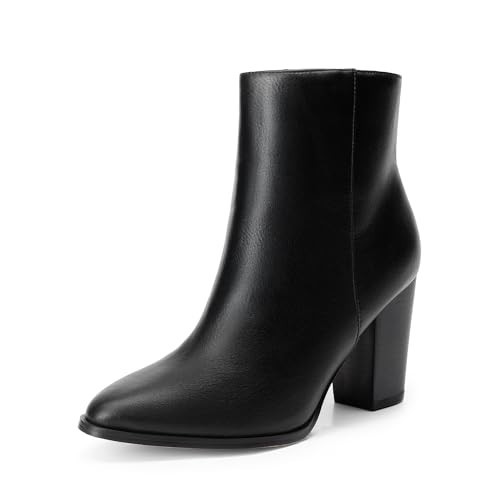 DREAM PAIRS Women's Ankle Boots Chunky Block Heel Booties,Size 9.5,Black/Pu,ANITA | Amazon (US)