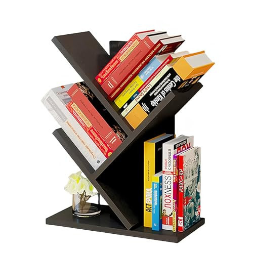 Godferyxin Tree Bookshelf, 3-Tier Wood Small Bookshelf and Mini Bookcase for Office, Home or School Desk Book Shelf for for Displaying Books, CDs, Magazines Wood Storage Rack | Amazon (US)