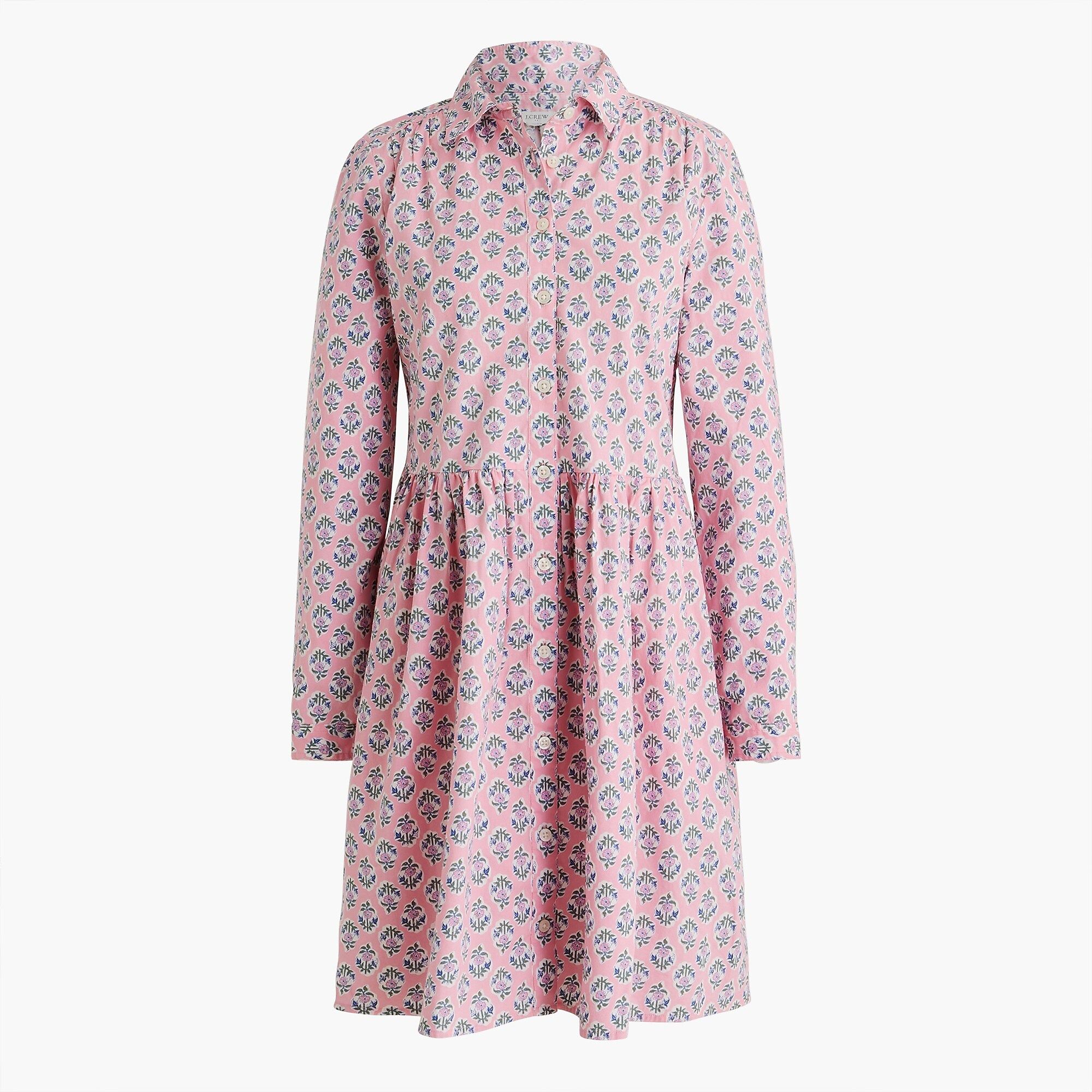 Printed collared mini shirtdress | J.Crew Factory