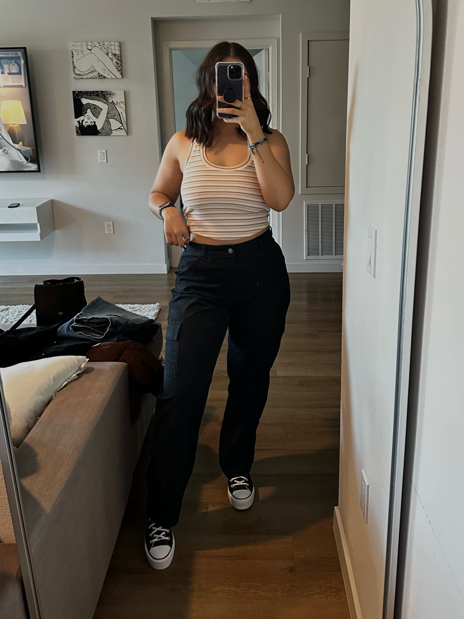 These pants are EVERYTHING. So comfy! Link won't come up but they're Hollister ultra high rise cargo pants. 
