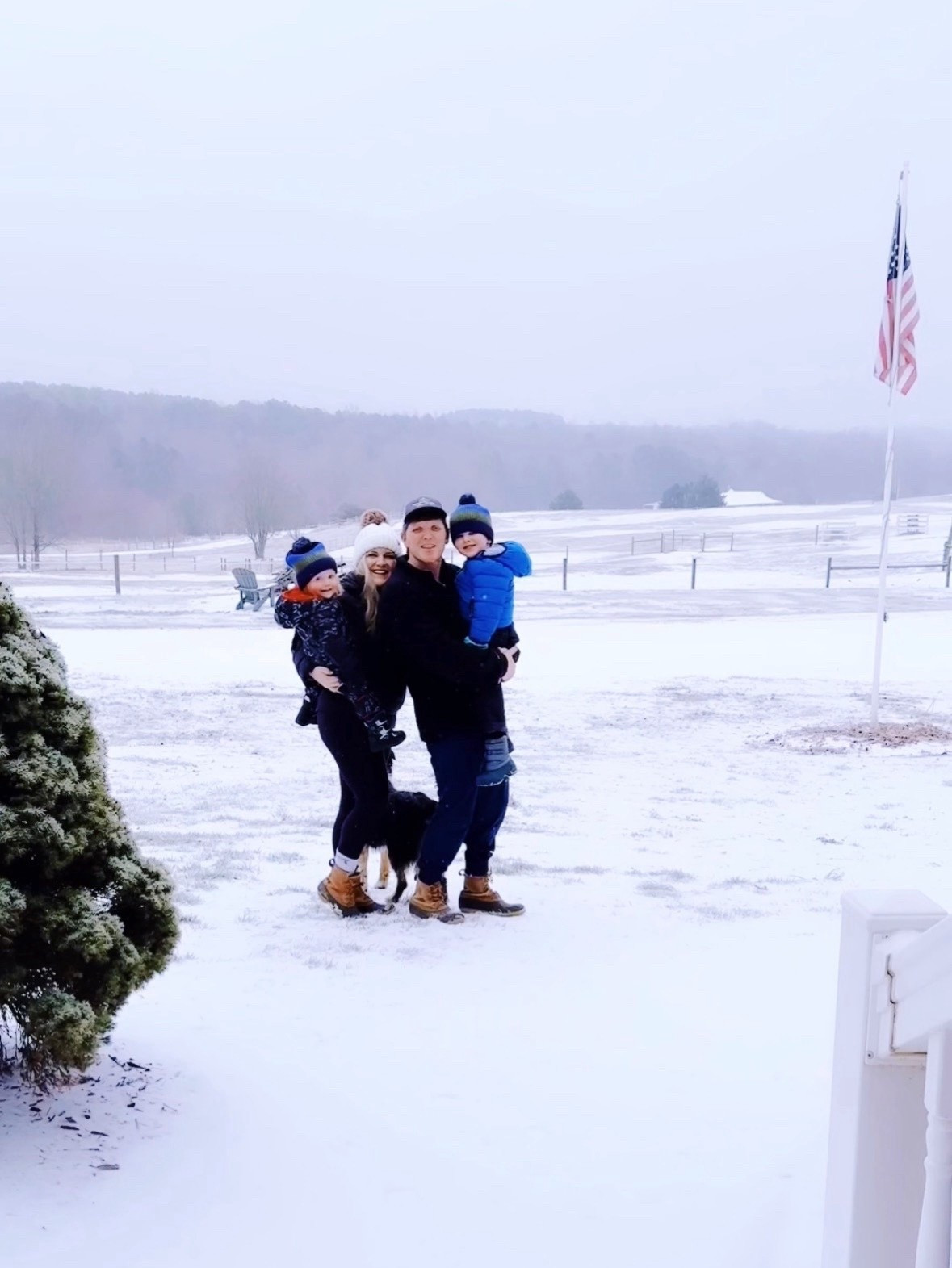 Our very own winter wonderland here on the farm ❄️🏡🛷🧣🧺🚜 Our hearts and hands are so full 🤱👶🏼🌨️ - praying everyone is staying safe and warm out there!! 🙏🏽🕯️🏡☃️🔥🌲 #firstsnowdayonthefarm #snowonthefarm #fullhandsfullerhearts #firstsnowonthefarm #snowdaymagic 

#LTKmomlife #LTKBaby #LTKKids