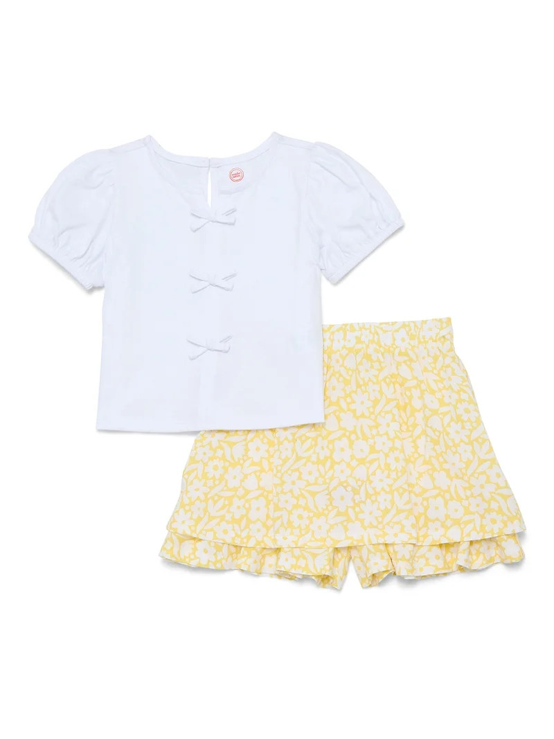 Wonder Nation Toddler Girls Top and Skort Set, 2-Piece, Sizes 12M-5T | Walmart (US)
