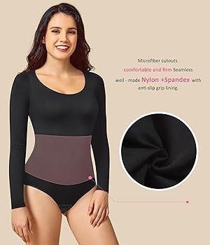 BRABIC Long Sleeve Bodysuit for Women Tummy Control Shapewear Seamless Round Neck Body Shaper Top... | Amazon (US)