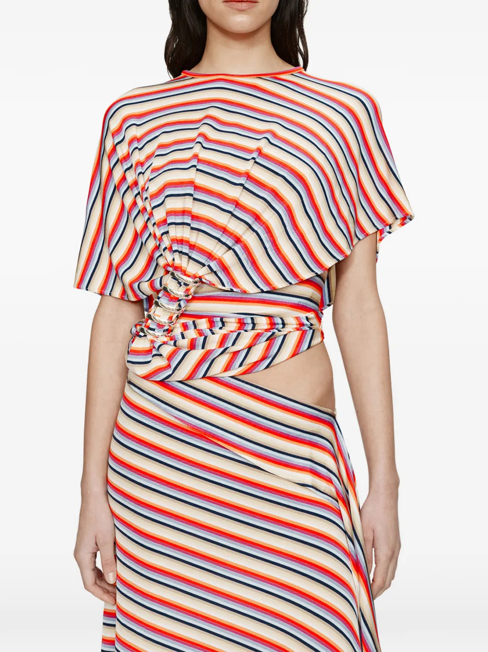 Christopher Esber Calypso Coiled Jersey Striped T-shirt | Neutrals | FARFETCH UK | Farfetch Global