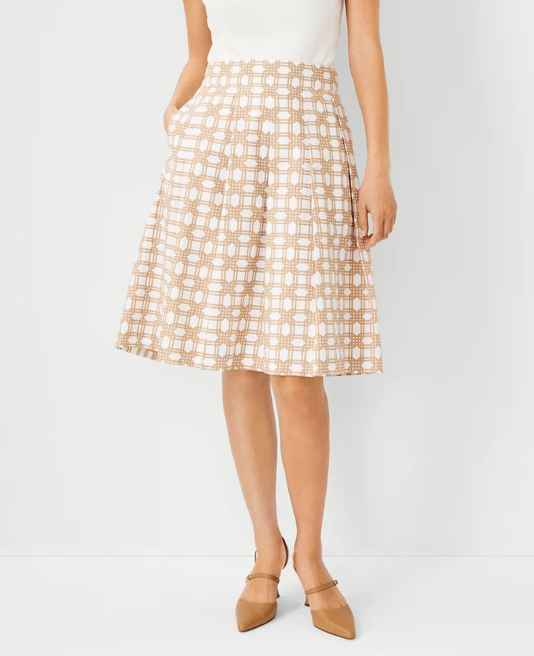 Rattan Print Pleated Full Skirt | Ann Taylor (US)