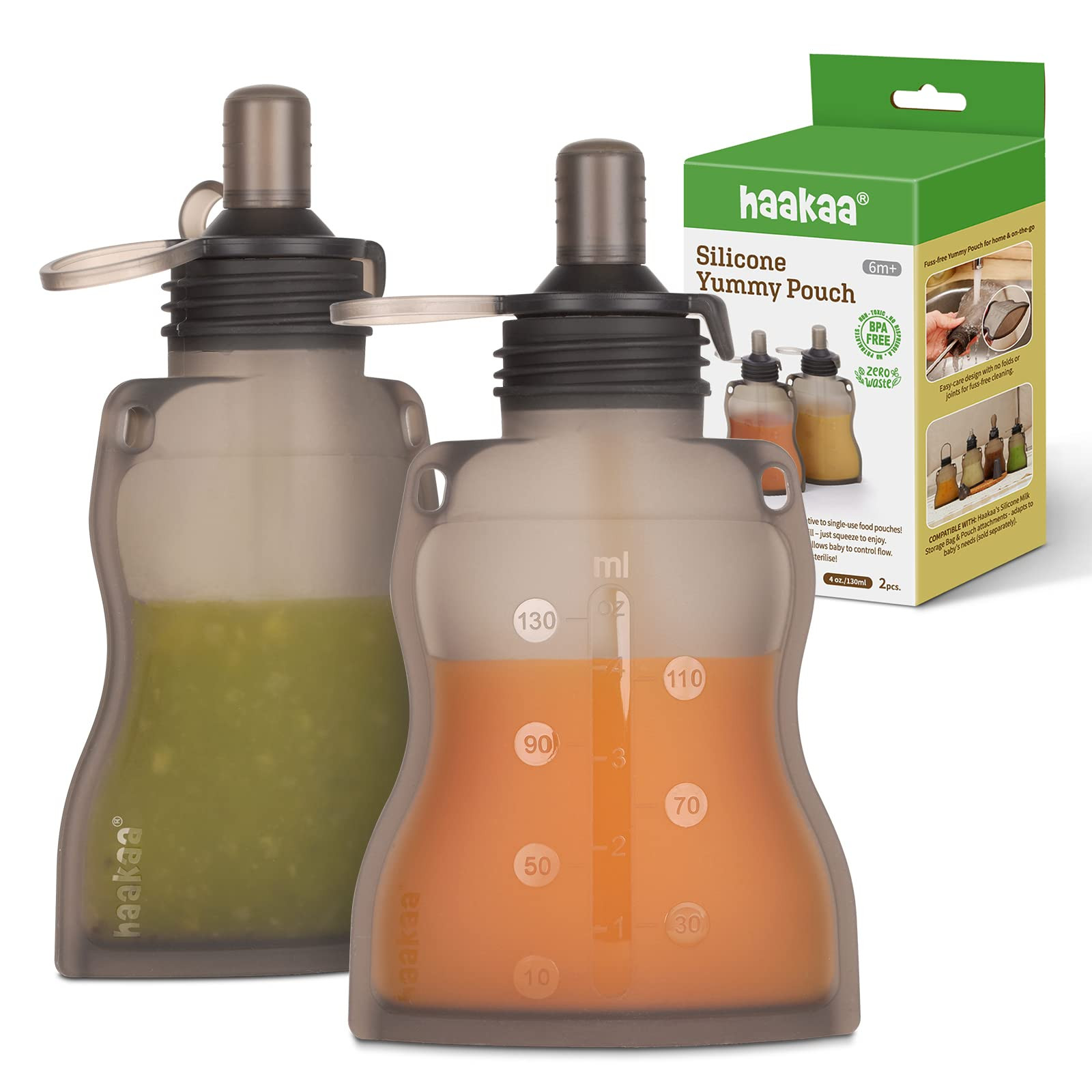 Amazon.com: Haakaa Yummy Pouch Reusable Baby Food Pouch, Baby Food Storage Kids Squeezable Pouch,... | Amazon (US)