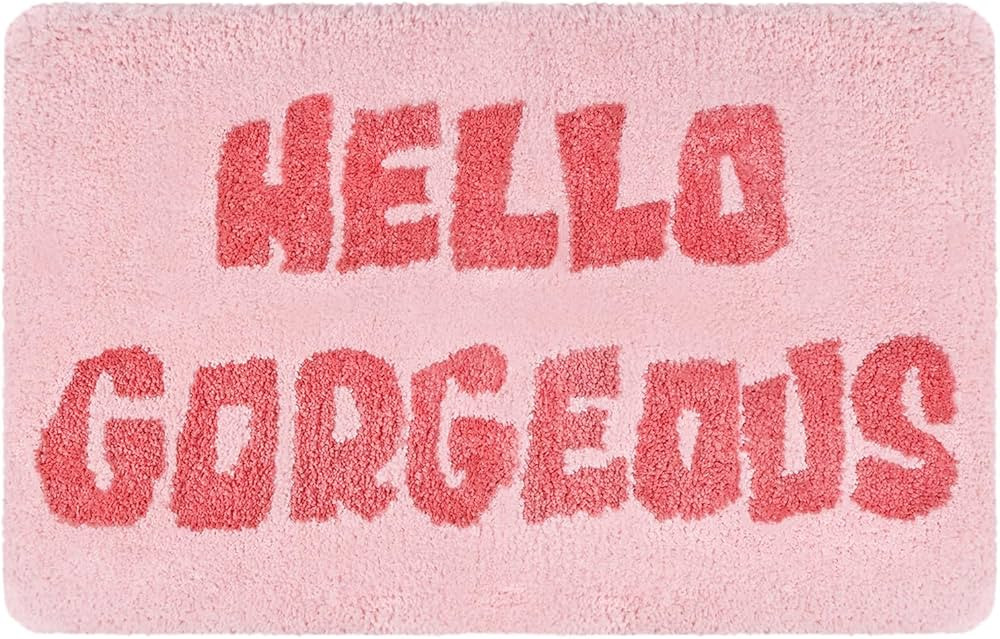 Hello Gorgeous Bathroom Rugs, Soft Thick Microfiber, Funny Cute Pink Bath Accessories Mat, 20"x32... | Amazon (US)