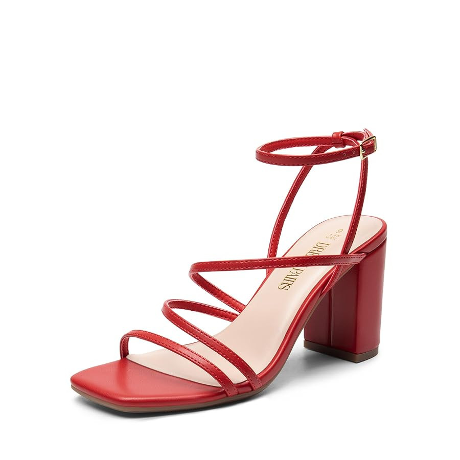 DREAM PAIRS Women's Heels Chunky Block Strappy Square Open Toe Ankle Buckle Heeled Sandals Weddin... | Amazon (US)