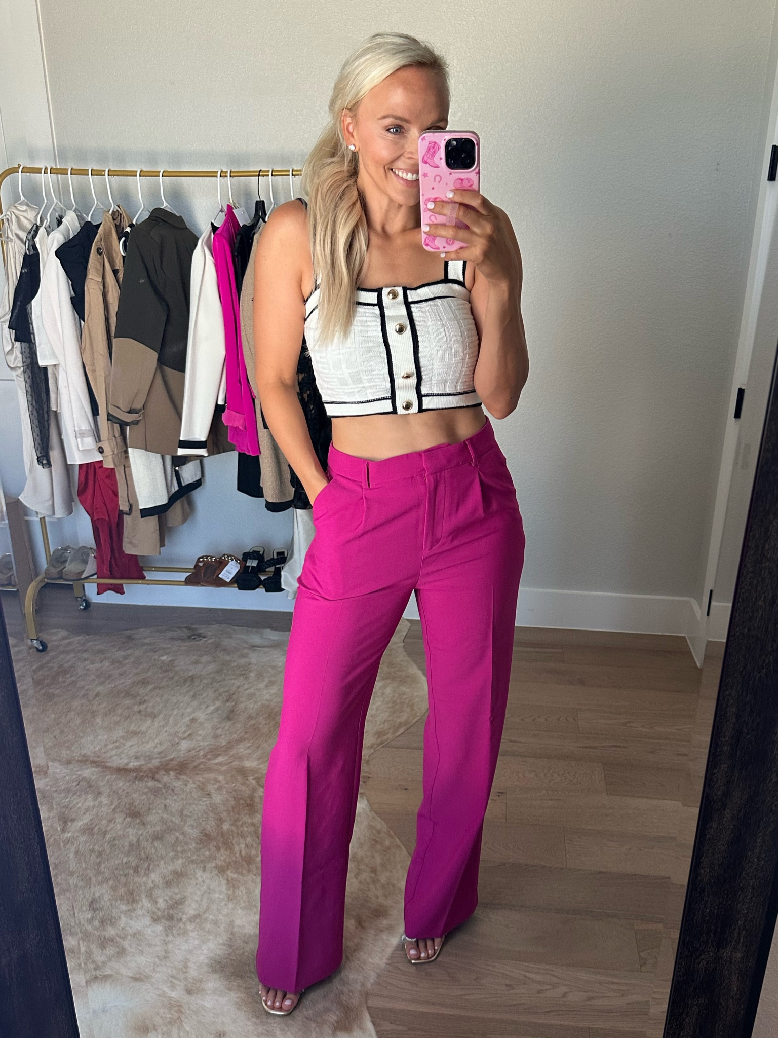 The pink suit of my dreams from Walmart!!! I love this suit so much!!! Wearing a size medium. Medium in the crop from Amazon too! 

#LTKStyleTip #LTKCon #LTKWorkwear