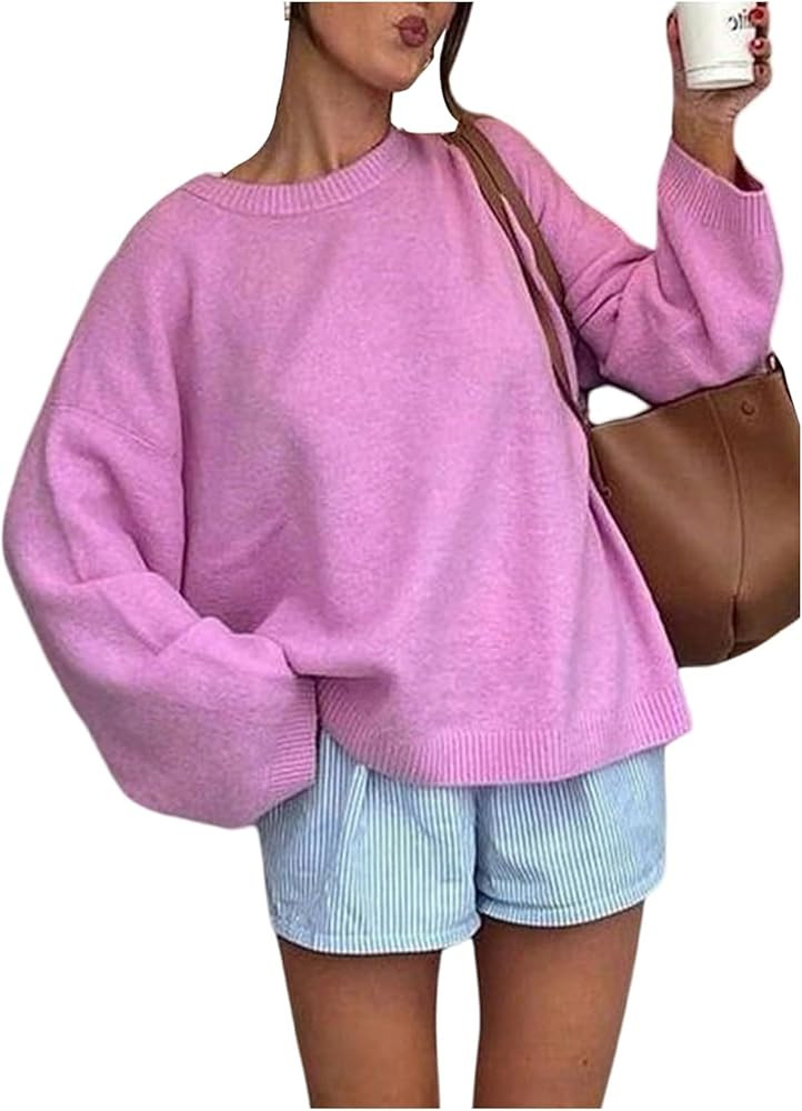 GORGLITTER Women's Cashmere Oversized Knit Sweater Dressy Long Sleeve Cozy Sweaters Pullover Jump... | Amazon (US)