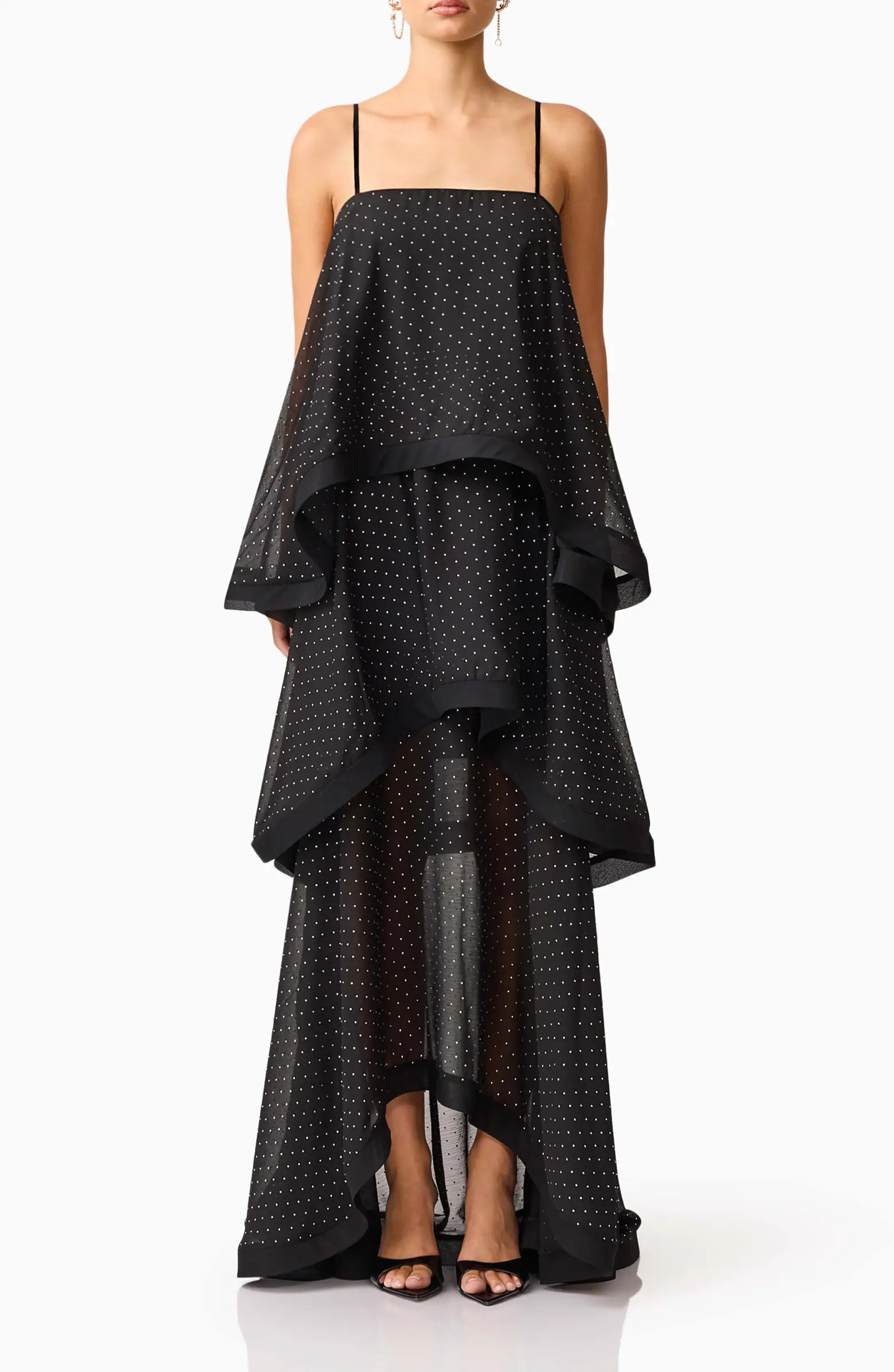 Elliatt Diamante Tiered High-Low Georgette Gown | Nordstrom | Nordstrom