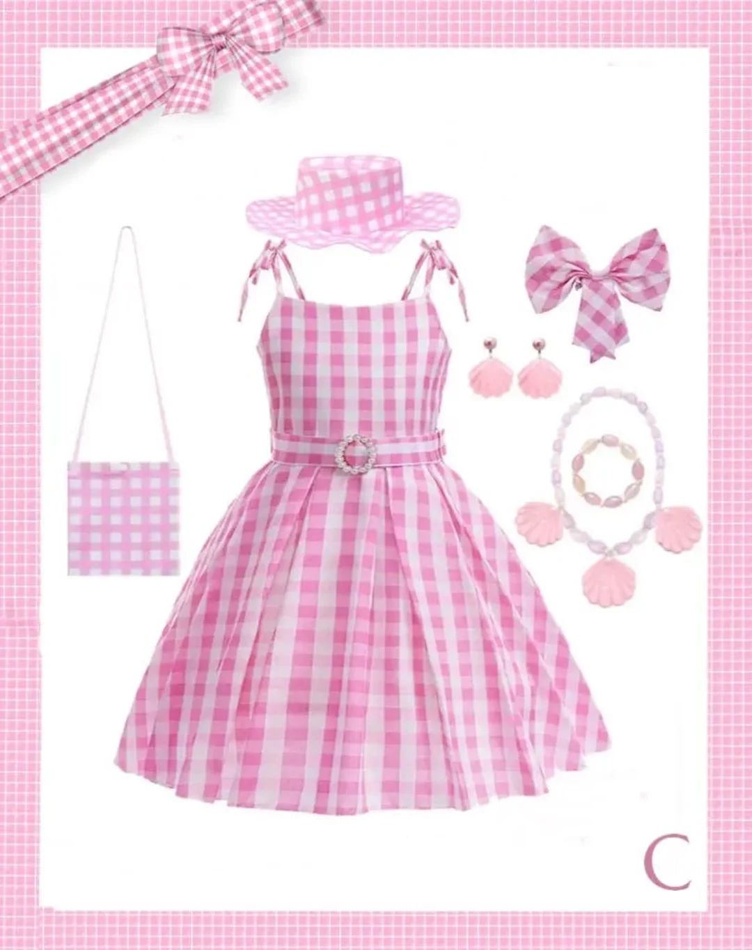 Girls Margot Robbie's inspired Dress Costume, Girls Pink Plaid Dress, Princess Dress, Halloween D... | Etsy (US)