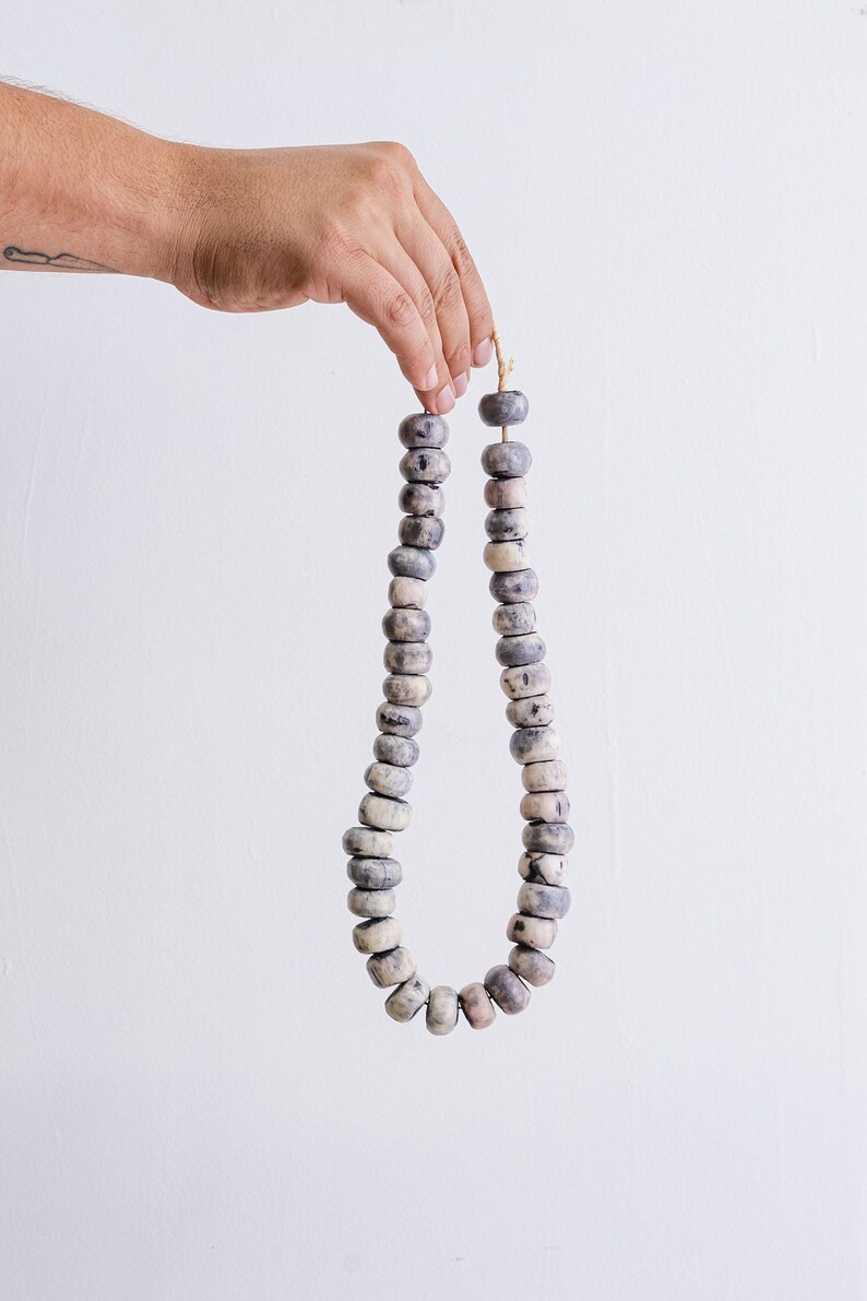 Round Smooth African Grey & White Bead free Shipping | Etsy | Etsy (US)