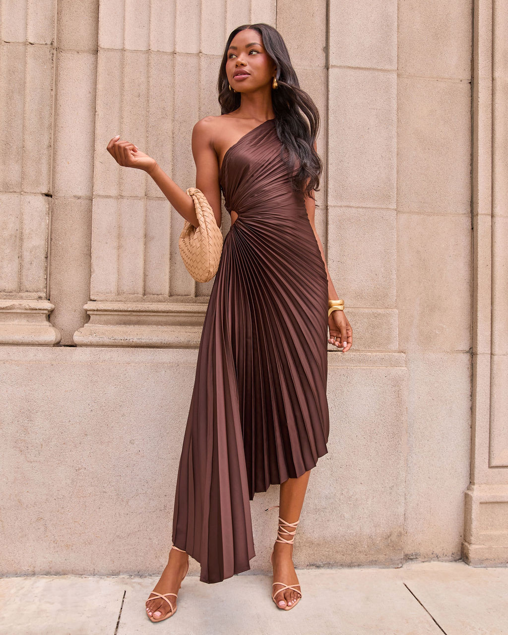 Modern Day Glam One Shoulder Asymmetrical Maxi Dress | VICI