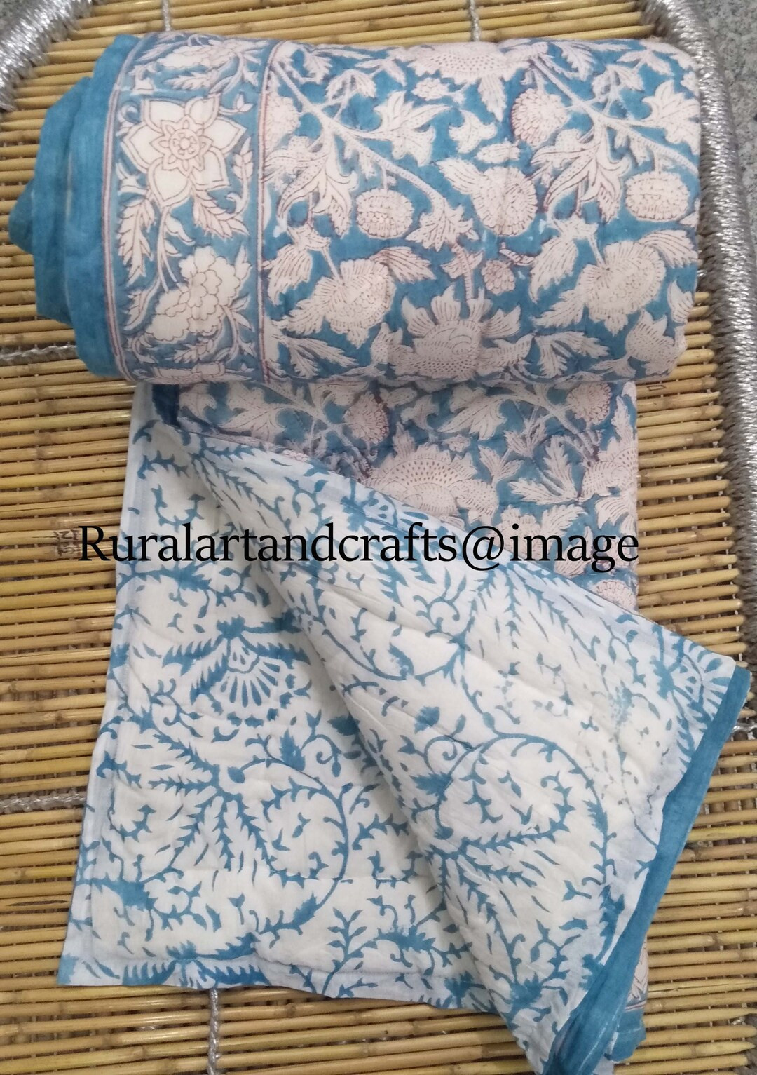 New Indian Reversible Quilt Soft Cotton Quilt Hand Block Print - Etsy | Etsy (US)