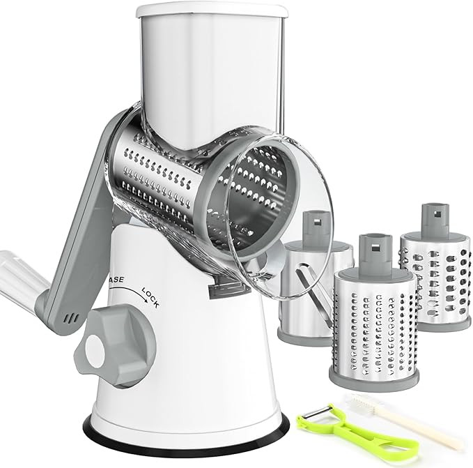 Ourokhome Rotary Cheese Grater Hand Crank, Kitchen Shredder Speed Mandolin Slicer Nuts Grinder wi... | Amazon (US)