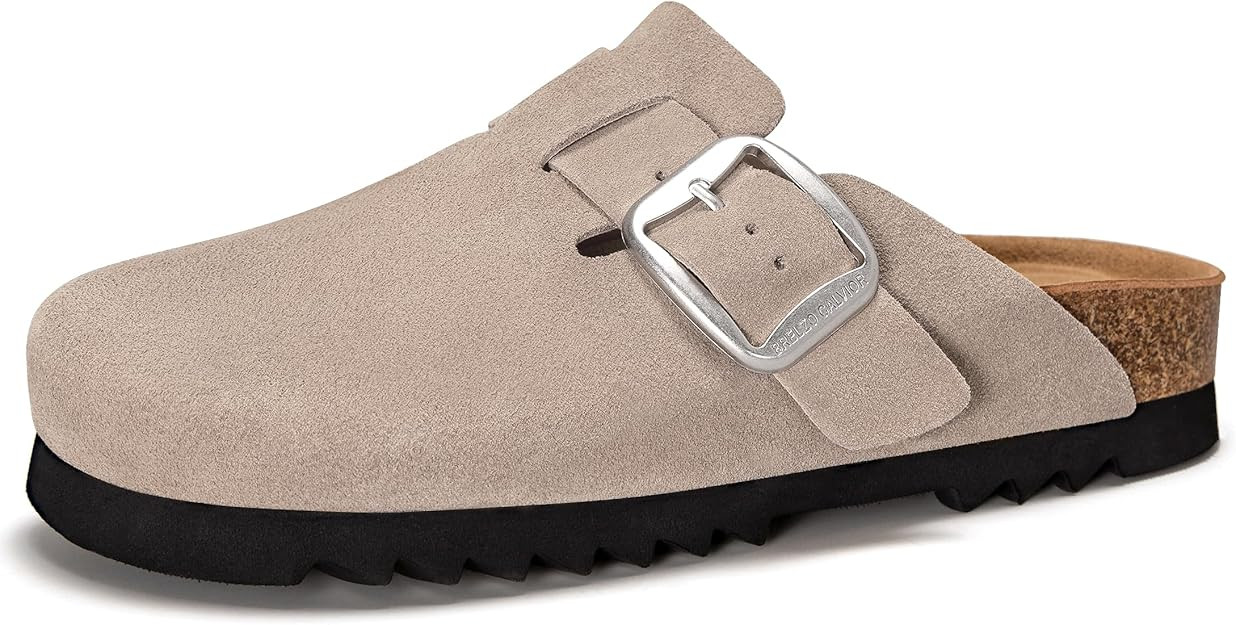 Genuine Suede Clogs for Women Leather Slip-on Mules Men's Potato Shoes Non Slip Sandals with Adju... | Amazon (US)