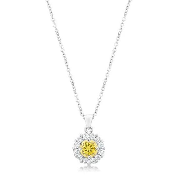 Canary Yellow Diamond Necklace Halo Yellow Diamond Bridal | Etsy | Etsy (US)