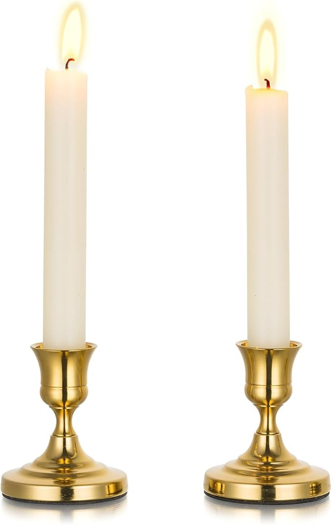 Gold Taper Candle Holders Vintage: Small Candlestick Holders Metal Candle Sticks Holder Decor Ant... | Amazon (US)