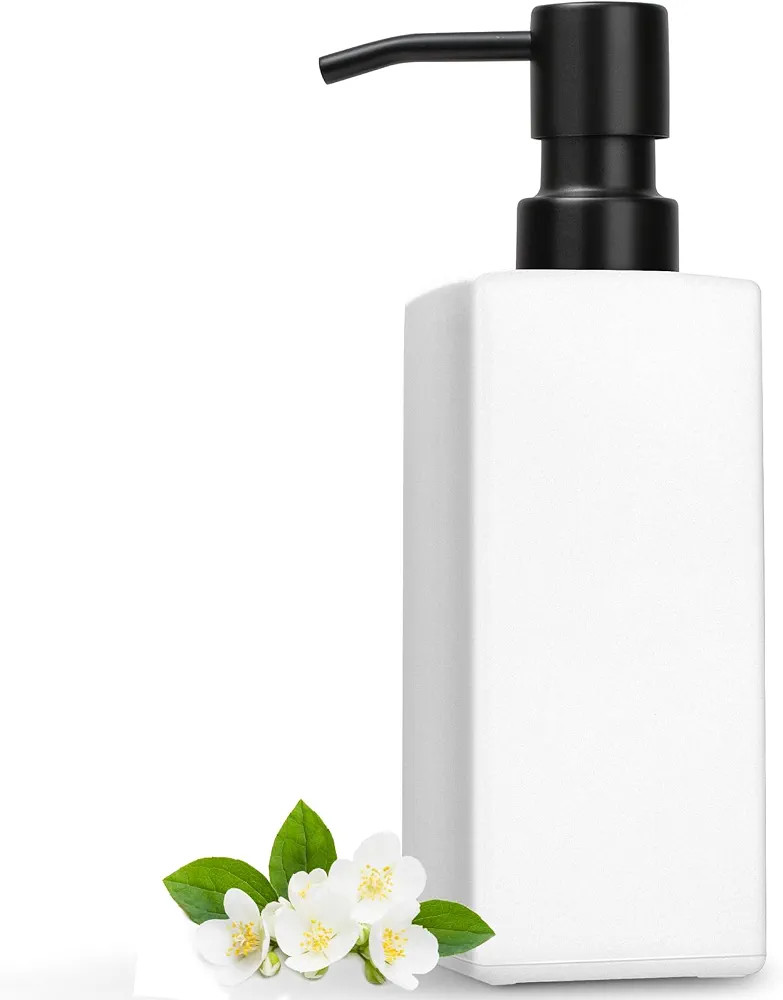 GMISUN White Soap Dispenser, Hand Soap Dispenser Bathroom, Glass Soap Dispenser with Stainless St... | Amazon (US)