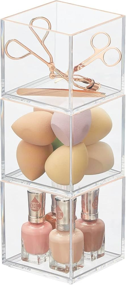 mDesign Square Cosmetic Organizer for Bathroom, Bedroom, or Vanity Countertop and Drawers - Stora... | Amazon (US)