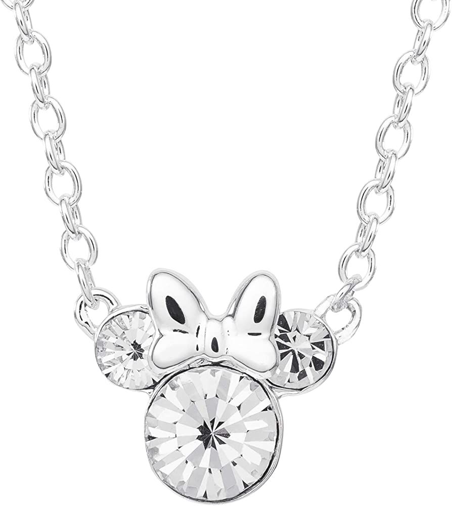 Disney Minnie Mouse Crystal Birthstone Jewelry, Birth Month Pendant Necklace, Silver Plated | Amazon (US)