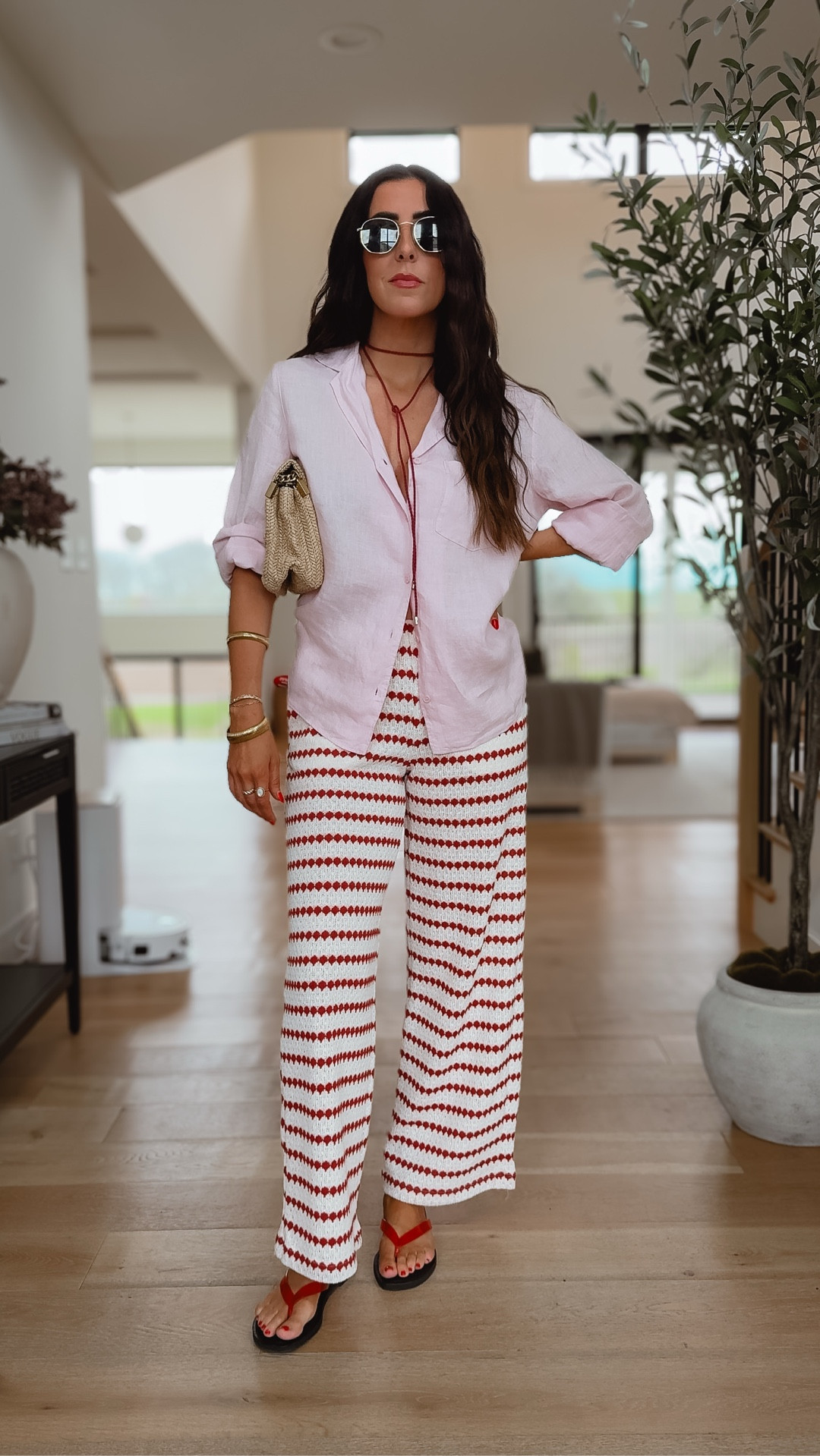 Loving this color combo! Wearing a small in this pink button from Zara, and XS in knit striped pants from Target! 

#LTKTall #LTKOver40 #LTKootd