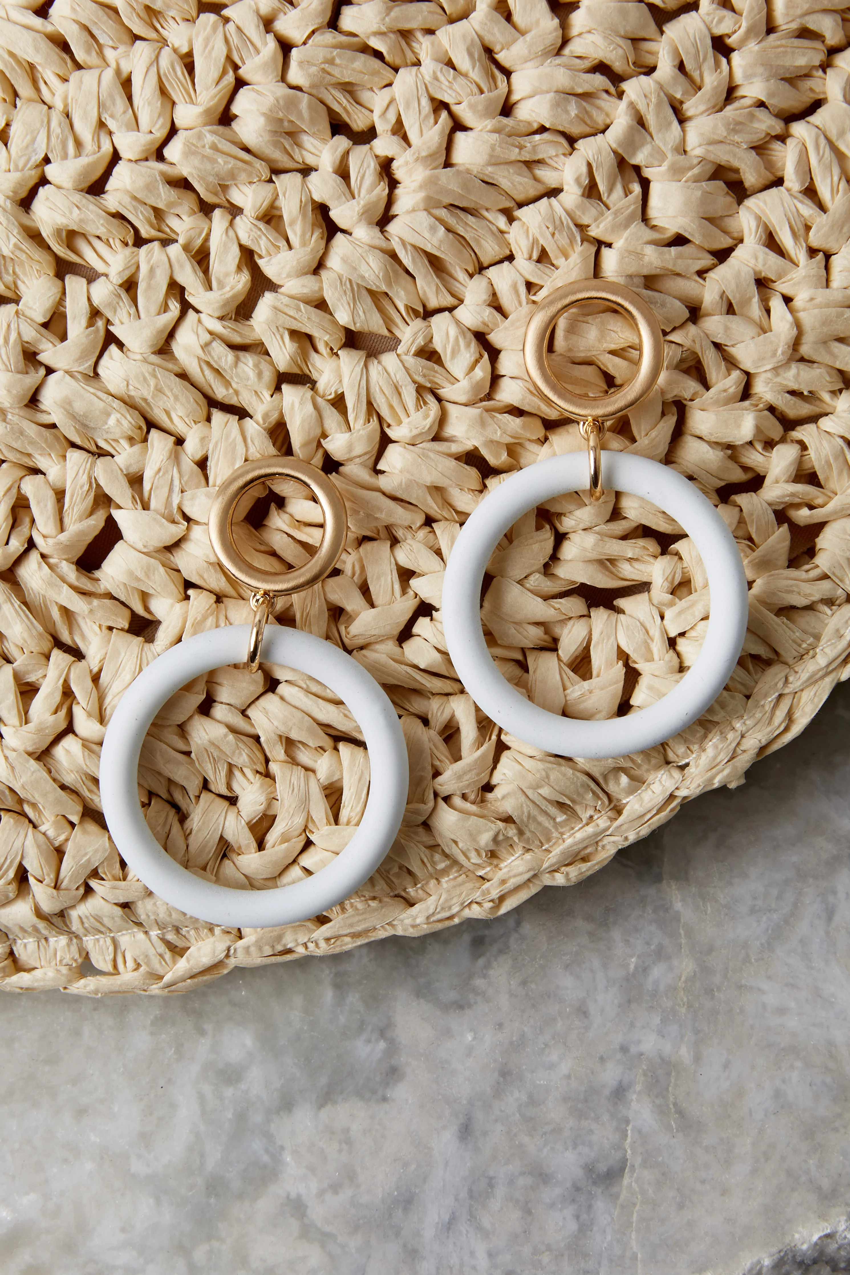 Take Me On A Trip White Earrings | Red Dress 