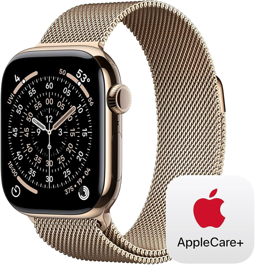 Apple Watch Series 11 [GPS + Cellular 42mm] Smartwatch with Gold Titanium Case with Gold Milanese... | Amazon (US)