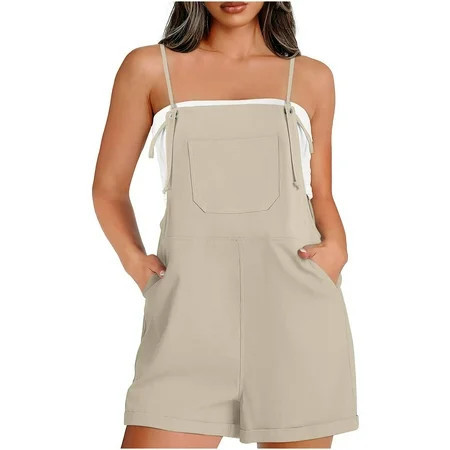Brilliant New Summer Overall Shorts for Women Fashion Casual Sleeveless Suspender Short Jumpsuit Brown XL | Walmart (US)