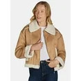 Time and Tru Women's and Women's Plus Bonded Faux Shearling Bomber Jacket, Sizes XS-3X | Walmart (US)