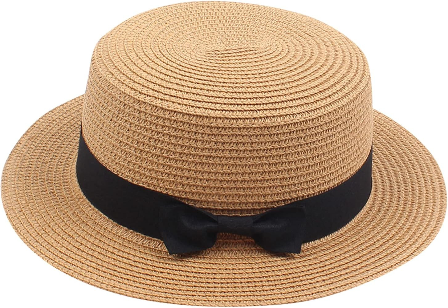 Girls Boys Sun Hat Bowknot Straw Hat for Kids Wide Brim Boater Hat Foldable Breathable Flat Top B... | Amazon (CA)