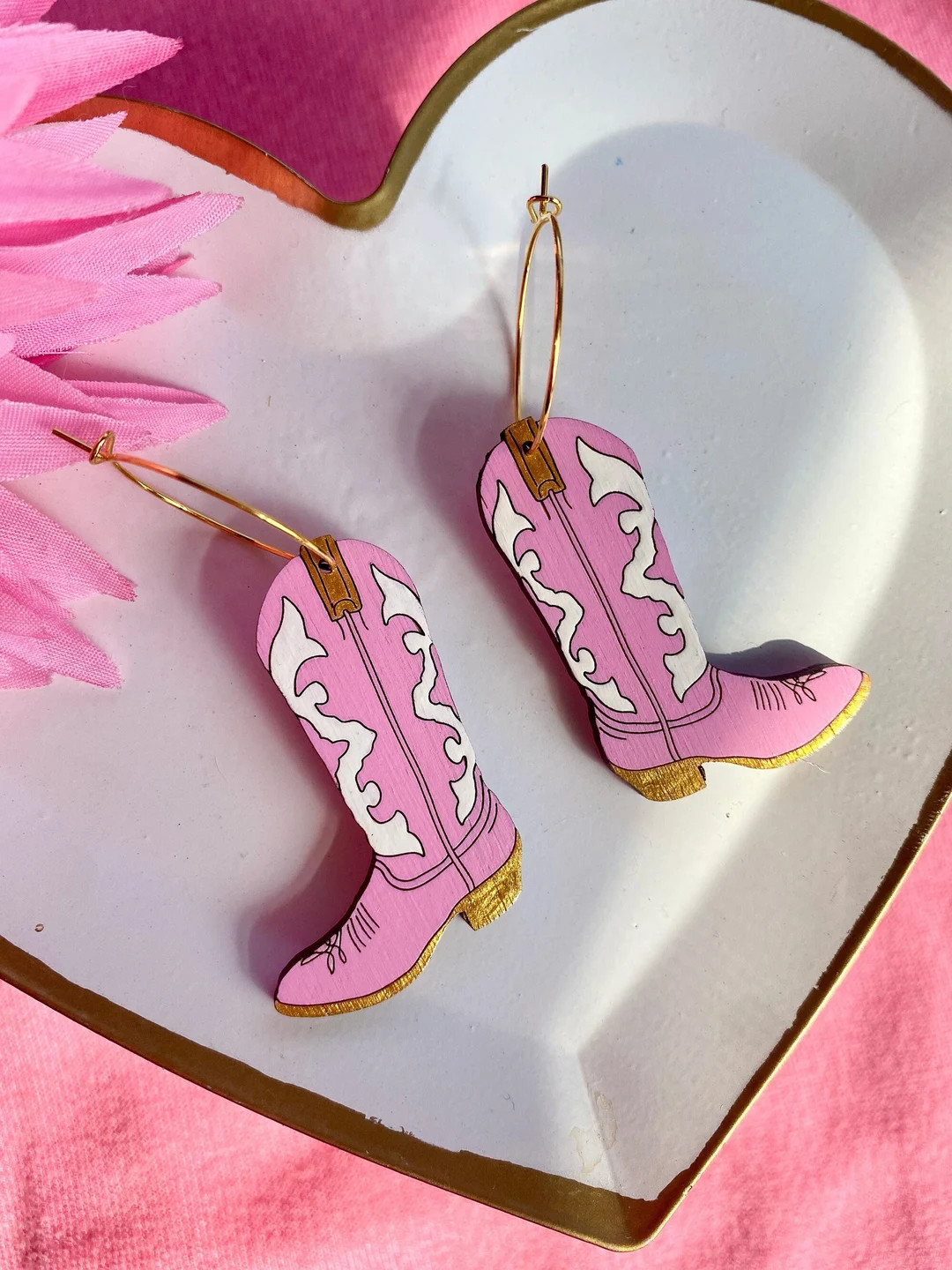 Pink Cowgirl Boot Earrings, Southwestern Boot Hoops, Texas Cowboy Boots, Coastal Cowgirl - Etsy | Etsy (US)