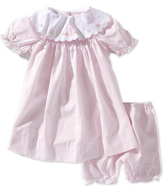 Baby Girls Short Sleeve Smocked Shadow Stitch Easter Bunny Dress and Bloomers Set | Dillard's