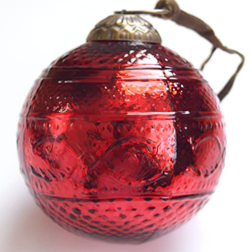 Set of 4 Red Mercury Glass Ornaments (3.15" Elegant Etched Ball) Perfect for Christmas Tree, Hanging Holiday Decoration, Gifts & Home Decor | Amazon (US)