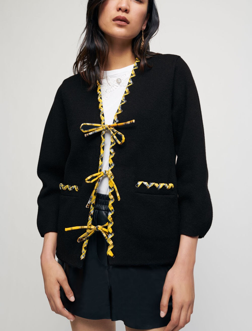 Reversible checked cardigan | Maje US