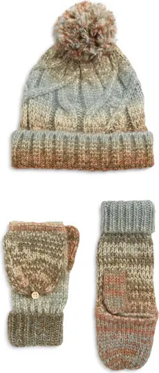 Rainbow Beanie & Pop Top Mittens Set | Nordstrom